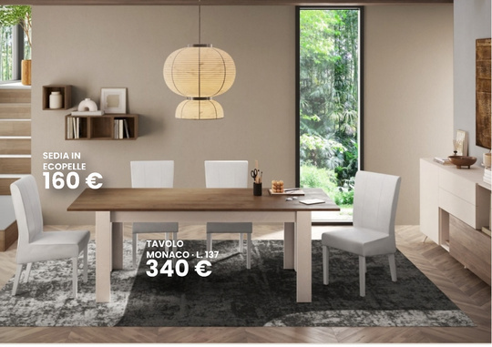Tavolo Monaco allungabile con sedie in ecopelle