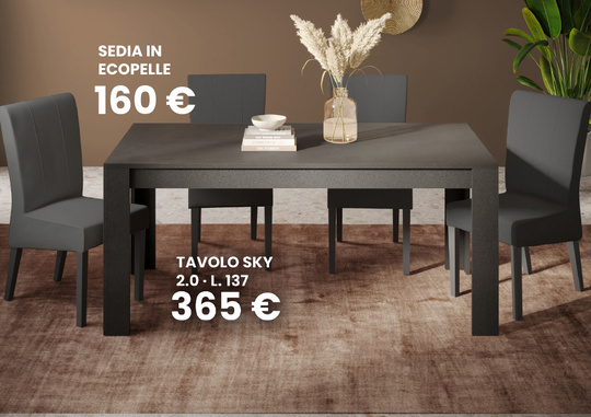 Tavolo Sky 2.0 allungabile da 137 cm e sedie in ecopelle