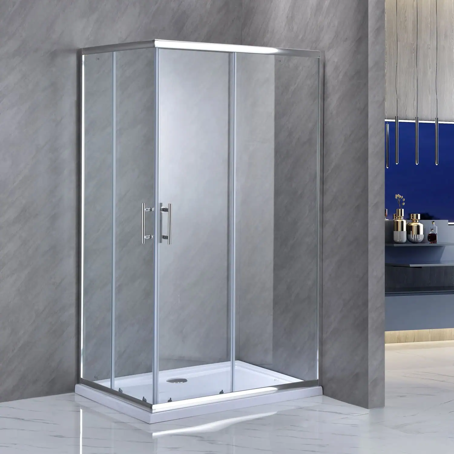 Box doccia scorrevole 80 &times; 120 cm in cristallo trasparente