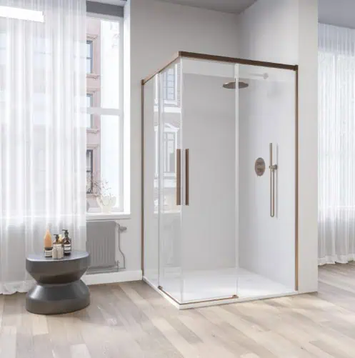 Box doccia scorrevole con profili bronzo