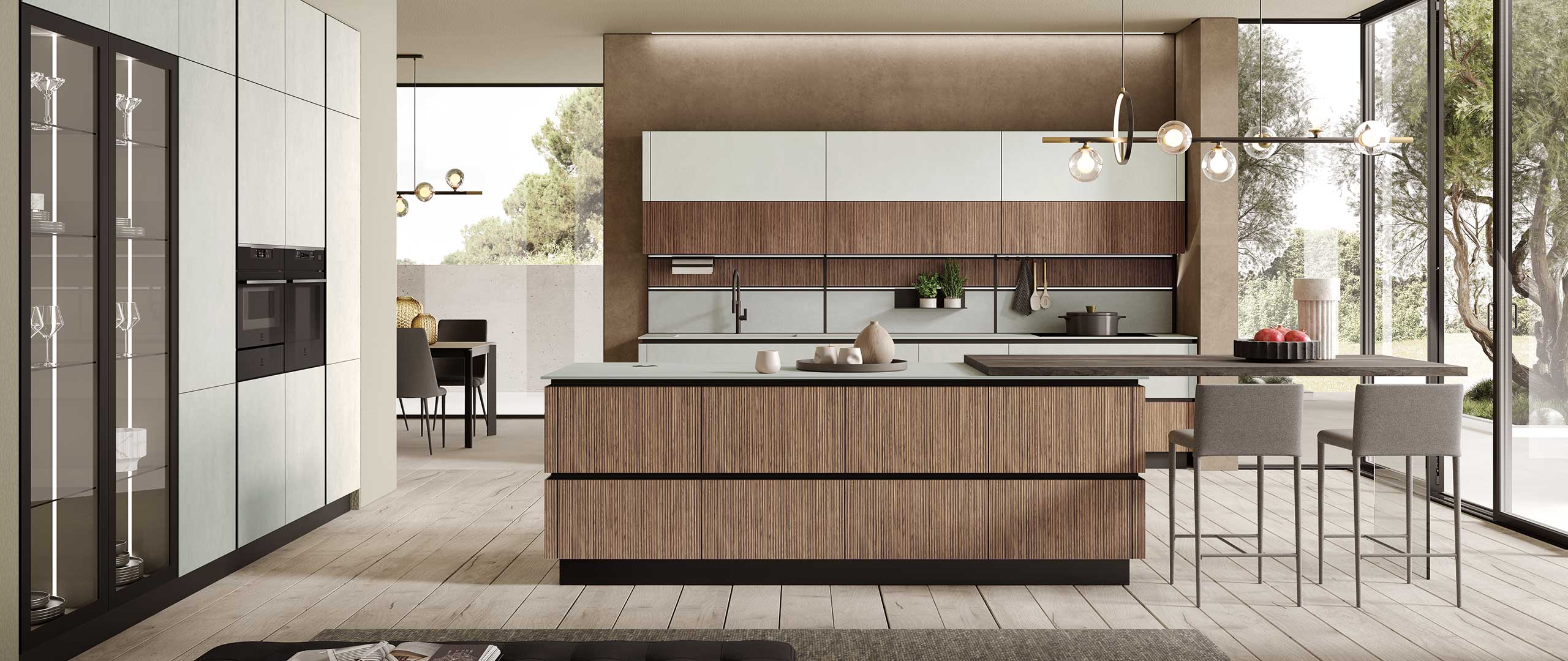 Cucina a progetto Gaglioti con isola e finitura legno